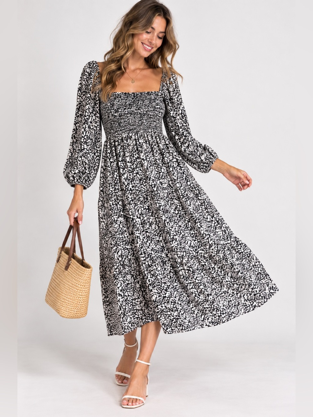 Abercrombie Fitch L Flowy Floral Smocked Prairie Long Dress WhimsyGoth Coastal